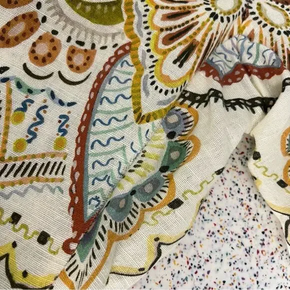 Zara Linen Blend Abstract Paisley Mini Flare Trouser Pant Women’s Size XL - Picture 12 of 14